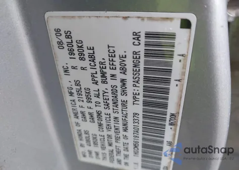 2007 Honda Accord 2.4 Vp z USA, uszkodzony, nr VIN 1HGCM56197A013379